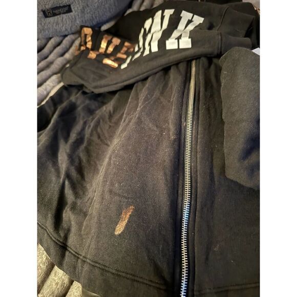 VS PINK black oversized full zip up jacket/top/shirt bling - Picture 6 of 7